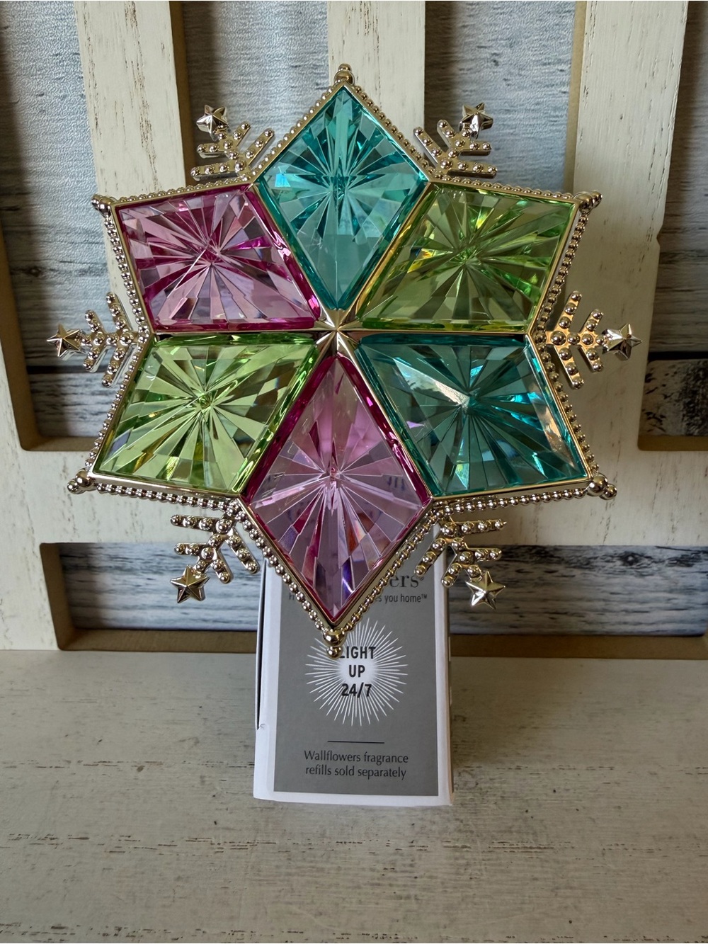 Bath & Body Works COLORED Star SNOWFLAKE Wallflower Nightlight Plug-In PINK BLUE